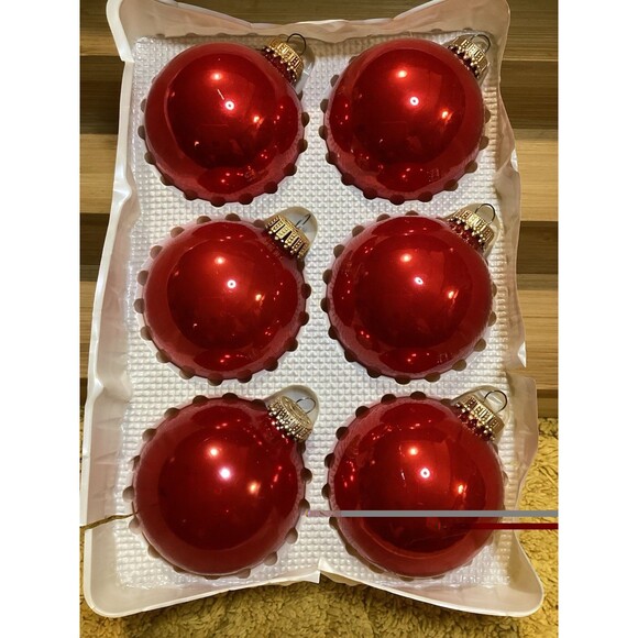 Christmas By Krebs Designer Glass Bulb Ornaments Candy Apple Red 6 Bulbs Per Box - Picture 10 of 12